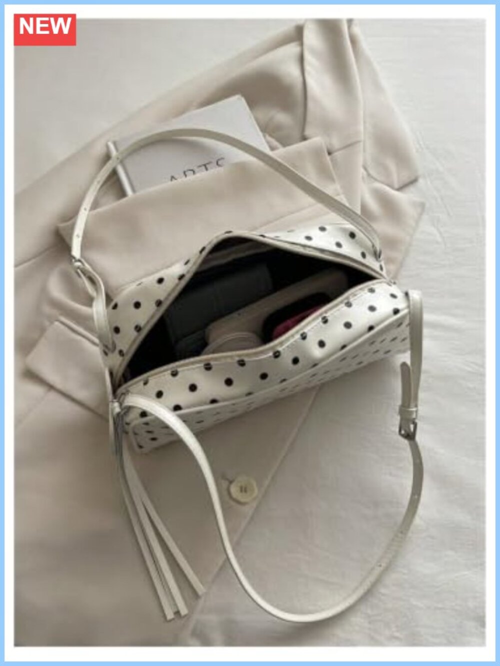 MakeMeChic PU Leather Shoulder Bag with Heart Decor & Tassel - Picture 3 of 5